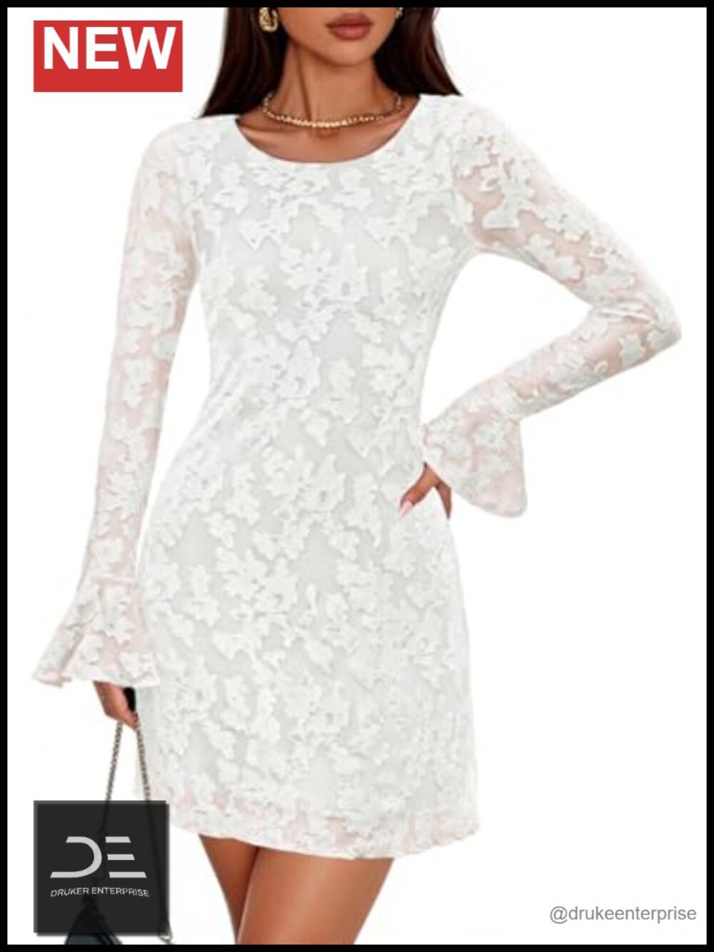 Long Sleeve Floral Mesh Bodycon Mini Dress
